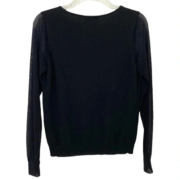 Fuzzi by Jean Paul Gaultier Sweater Sheer Sleeve V Neck Top Black Size XS NWT - Picture 8 of 10